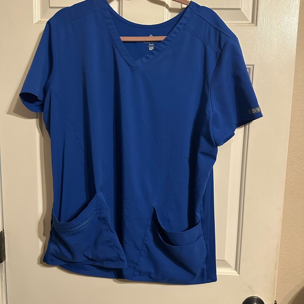 2X Med Couture Blue Scrub Top